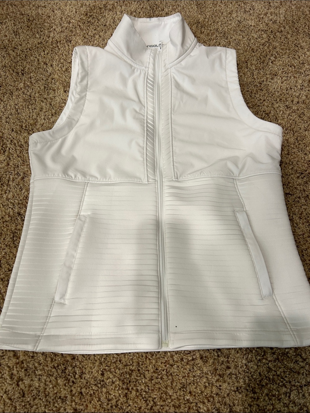 Under Armour White Golf Sleeveless Zip Vest